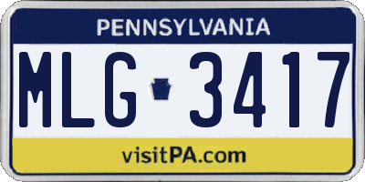 PA license plate MLG3417