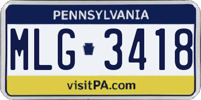 PA license plate MLG3418