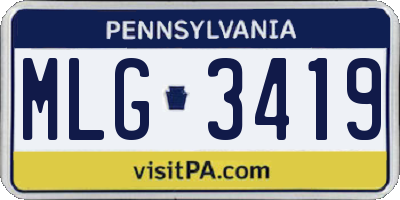 PA license plate MLG3419