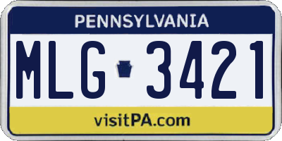 PA license plate MLG3421