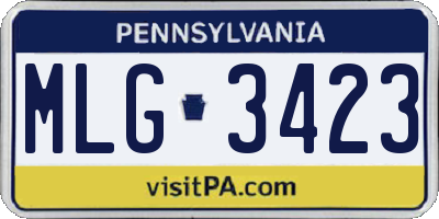 PA license plate MLG3423