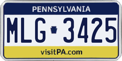 PA license plate MLG3425