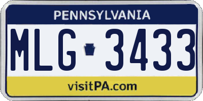 PA license plate MLG3433