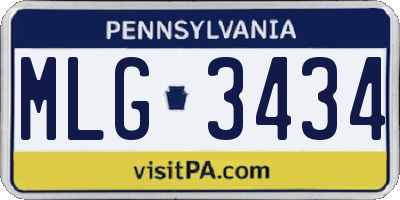 PA license plate MLG3434