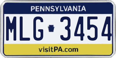 PA license plate MLG3454