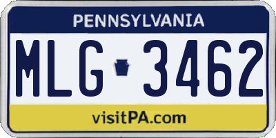 PA license plate MLG3462