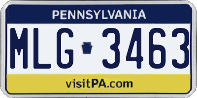 PA license plate MLG3463