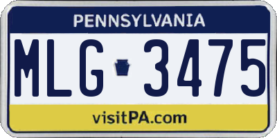 PA license plate MLG3475