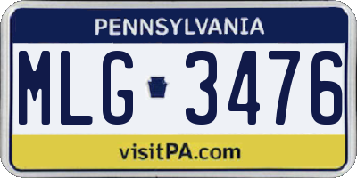 PA license plate MLG3476
