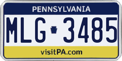 PA license plate MLG3485