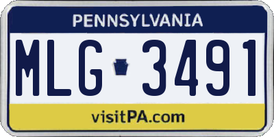 PA license plate MLG3491