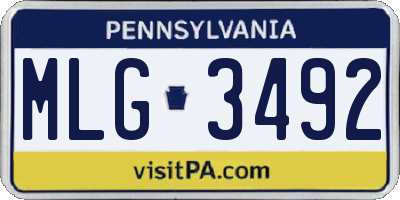PA license plate MLG3492