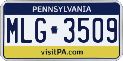 PA license plate MLG3509