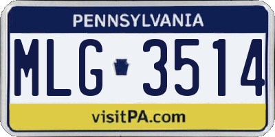 PA license plate MLG3514