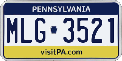 PA license plate MLG3521