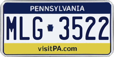 PA license plate MLG3522