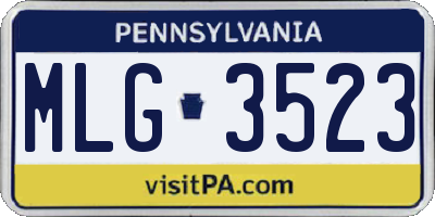 PA license plate MLG3523