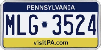 PA license plate MLG3524