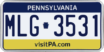 PA license plate MLG3531