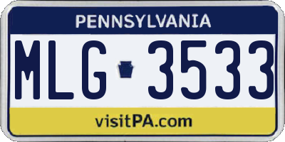 PA license plate MLG3533