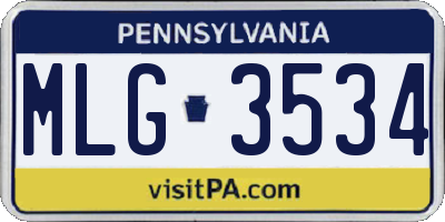 PA license plate MLG3534