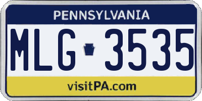 PA license plate MLG3535