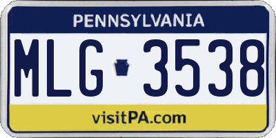 PA license plate MLG3538