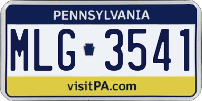 PA license plate MLG3541