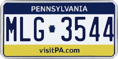 PA license plate MLG3544