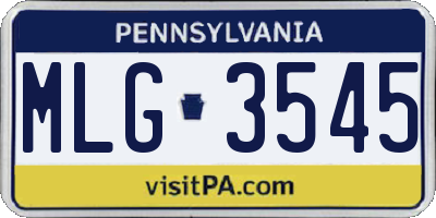 PA license plate MLG3545