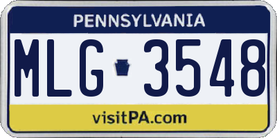 PA license plate MLG3548