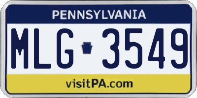 PA license plate MLG3549