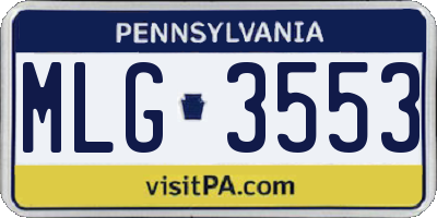 PA license plate MLG3553