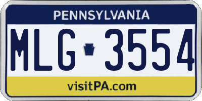 PA license plate MLG3554