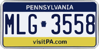 PA license plate MLG3558