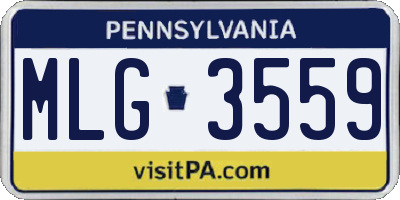 PA license plate MLG3559