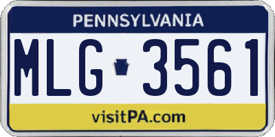 PA license plate MLG3561