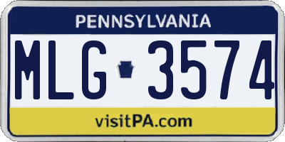 PA license plate MLG3574