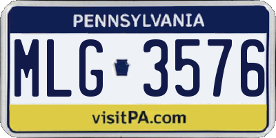 PA license plate MLG3576