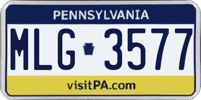 PA license plate MLG3577
