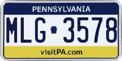 PA license plate MLG3578