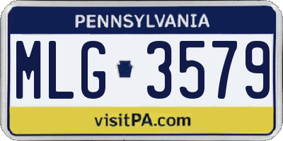 PA license plate MLG3579