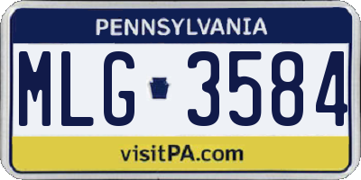 PA license plate MLG3584