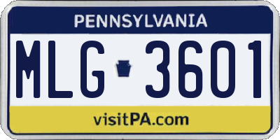 PA license plate MLG3601