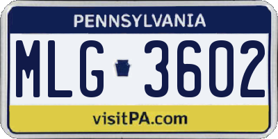 PA license plate MLG3602