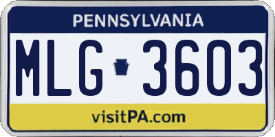 PA license plate MLG3603