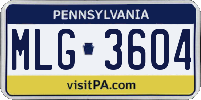 PA license plate MLG3604