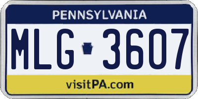 PA license plate MLG3607