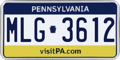 PA license plate MLG3612