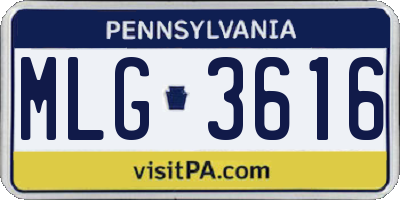 PA license plate MLG3616